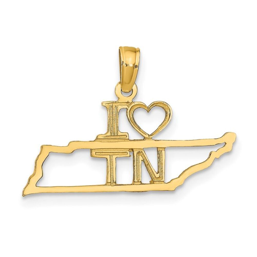 10k Yellow Gold Solid Tennessee State Pendant - image 1